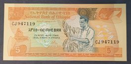 5 BIRR / ÄTHIOPIEN 1969 (1976) (BANKFRISCH)