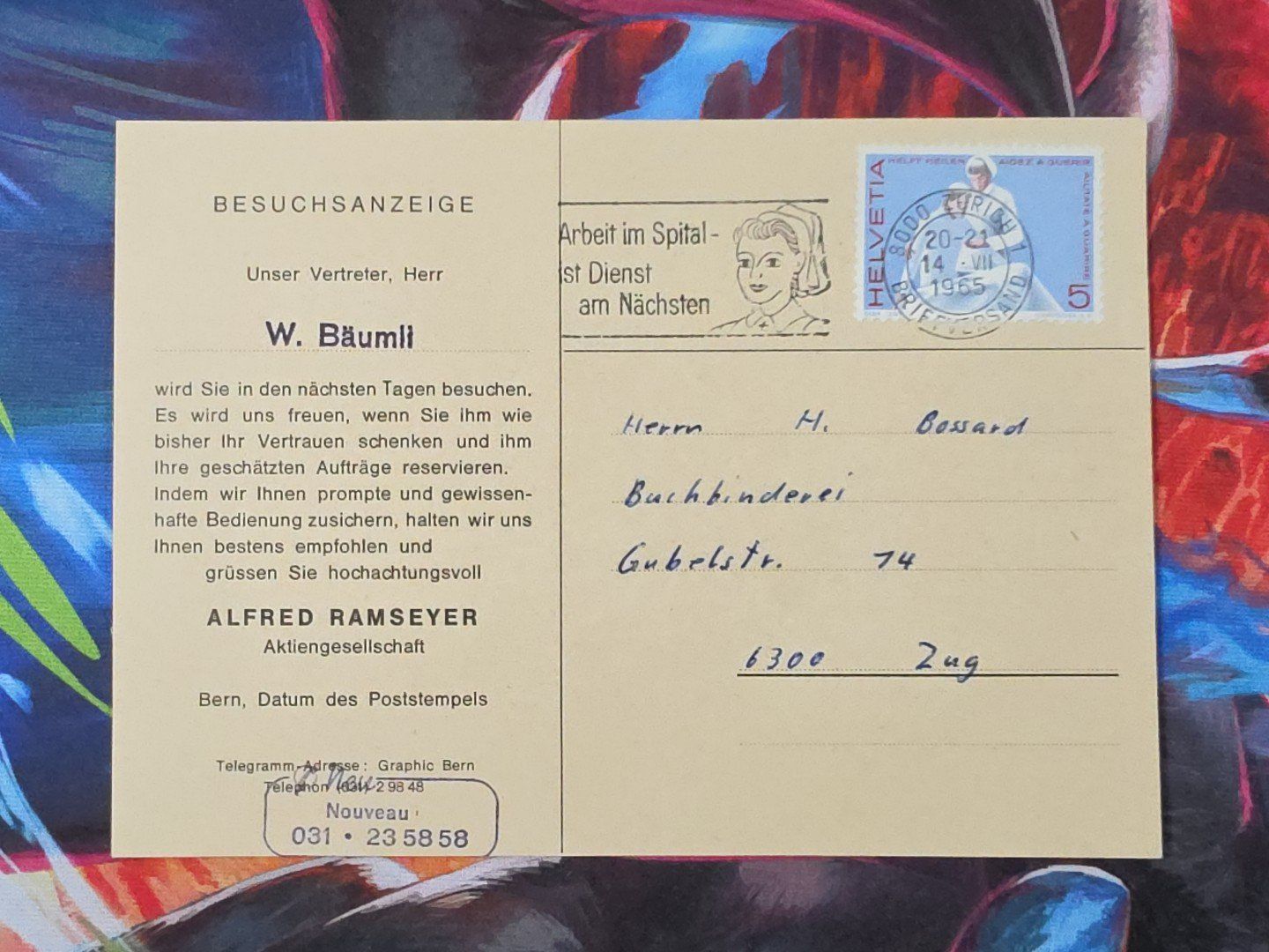 Tutti i francobolli: CL33 Carte Postale + Timbre Suisse 1965 – Usato da Cousset venduto da Patrick_Collections