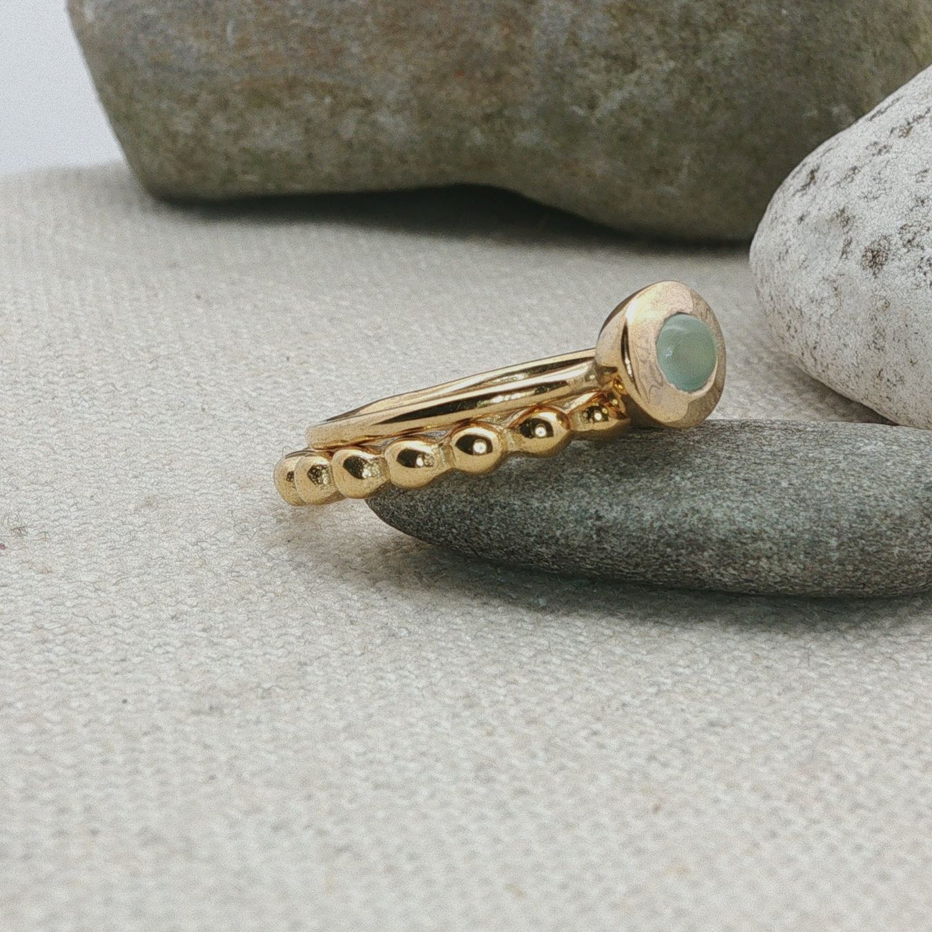 Olga Ribler Anelli: Edelstahl & Silber Prehnite Ring SET Ringgrösse 60 – Nuovo (secondo la descrizione) da Luzern venduto da Schmuckoutlet 4