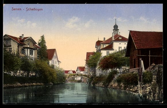 Cartoline postali: AK Sarnen-Schwibogen, Ortsansicht – Usato da Berlin venduto da bartko-reher