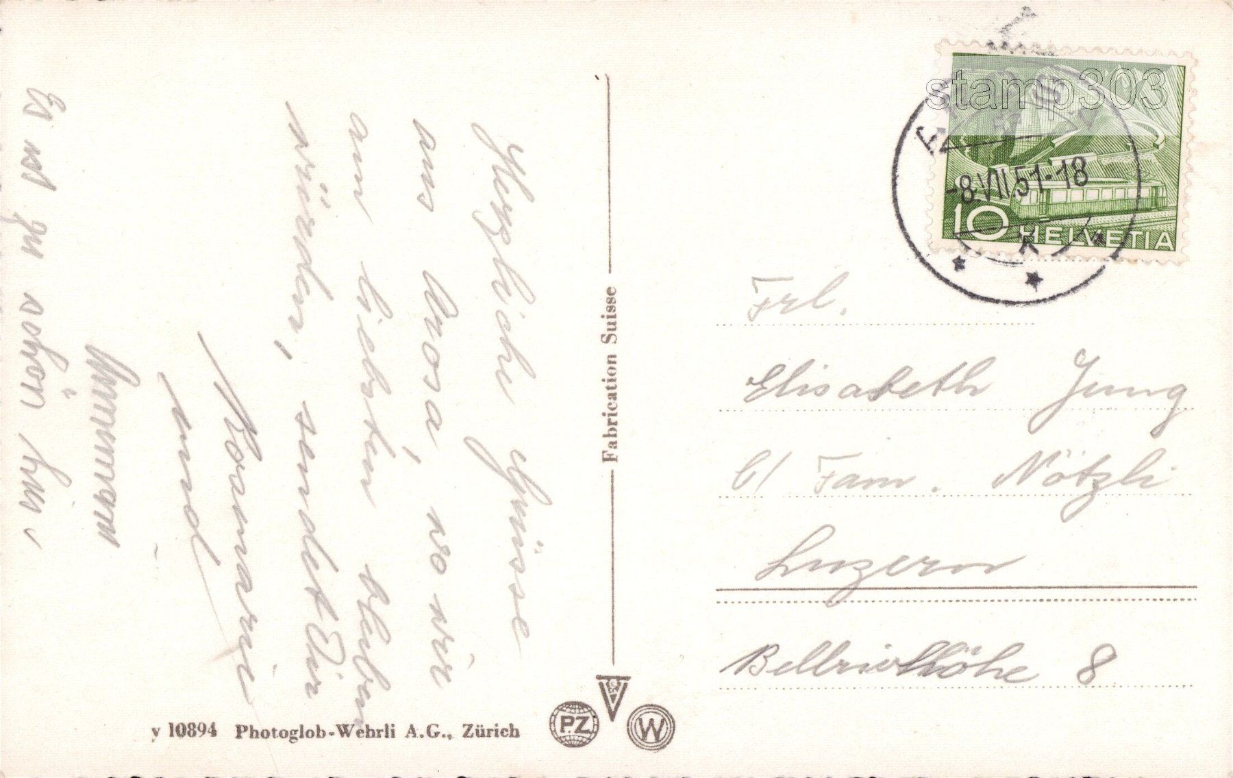 Ansichtskarten: AK 1951 Arosa (1800 m) – Gebraucht aus Eggersriet von glasshouse3egg 1