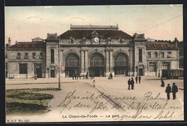 AK La Chaux-de-Fonds, Blick zum Bahnhof