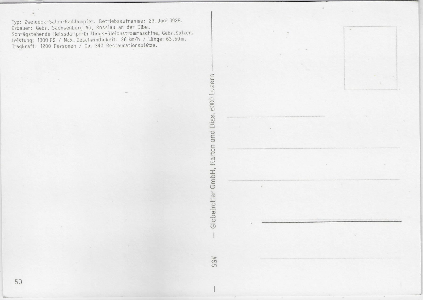 Cartoline postali: Dampfschiff Stadt Luzern 1929 – Usato da Ettingen venduto da Kartenplanet 1