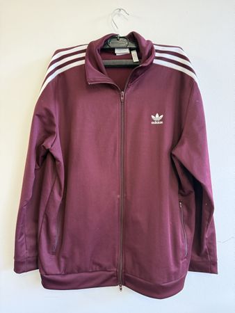 Adidas Originals Track Jacket Burgundy with White Stripes