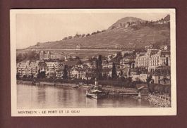 MONTREUX - Port avec Bateau CGN - 1923 // plis d'angle //