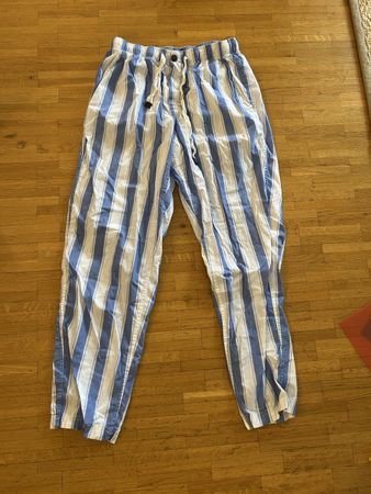 Massimo Dutti, bande pyjama,coton, rayé bleu blanc