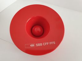 SBB Aschenbecher mit Deckel, Melamin / Rot / Neu, aus SR-Zug