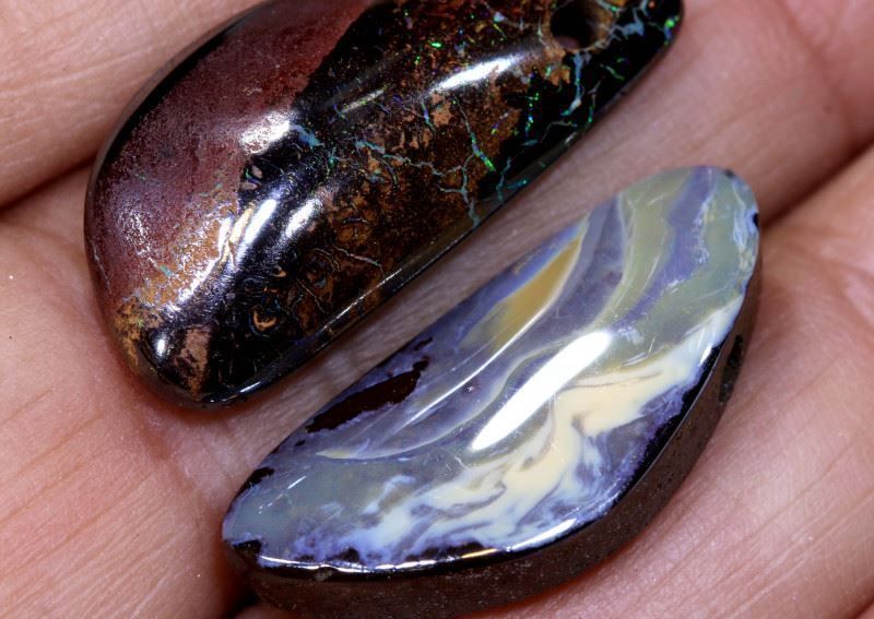 Pietre preziose: 2 Australische Boulder Opale 16.50Cts. – Nuovo (secondo la descrizione) da Bern venduto da Grindelwaldaus 1