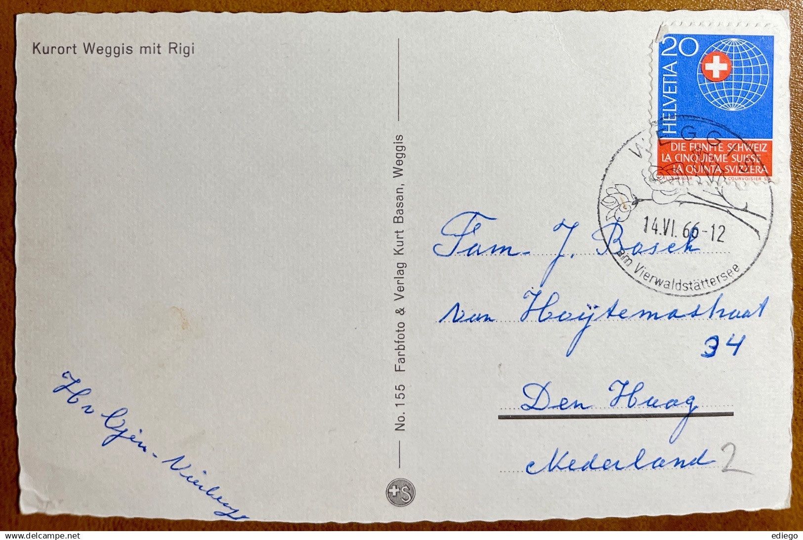 Cartoline postali: WEGGIS  - Parking - Hôtel Beau-Rivage 1966 – Usato da Lutry venduto da Ediego 1