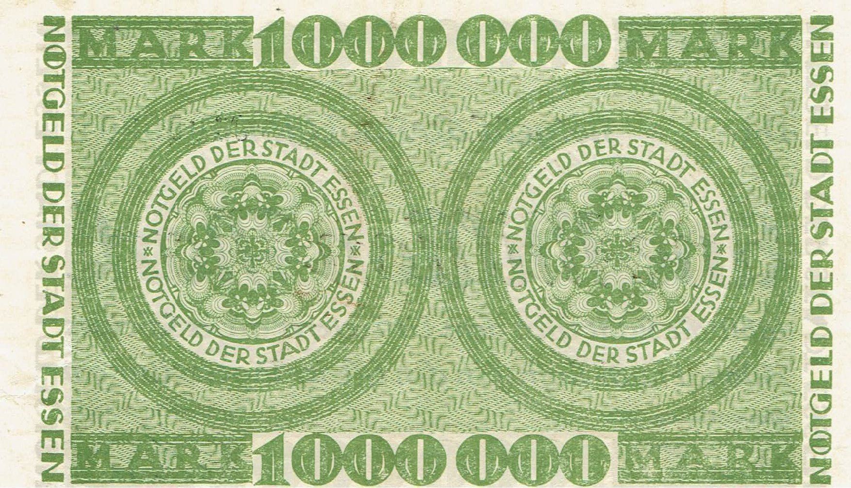 Banconote: Essen 1 Mil. Mark 12.08.1923 VZ+ – Usato da Steffisburg venduto da ber_8htf 1