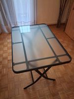 Table de jardin, plateau en verre