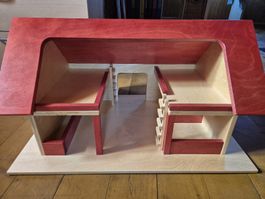 NEUER Spielzeug Bauernhof aus Holz rot natur 