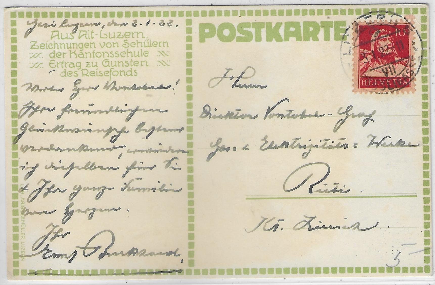 Cartoline postali: Alt-Luzern - Freienhof - Künstler: E. Zingg – Usato da Ettingen venduto da Kartenplanet 1