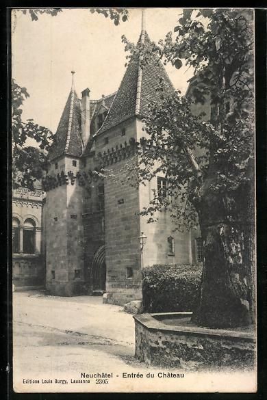 Ansichtskarten: AK Neuchâtel, Entrée du Château, 1911 – Gebraucht aus Berlin von bartko-reher