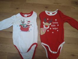 2er Set Weihnachtsbodys langärmlig Grösse 98