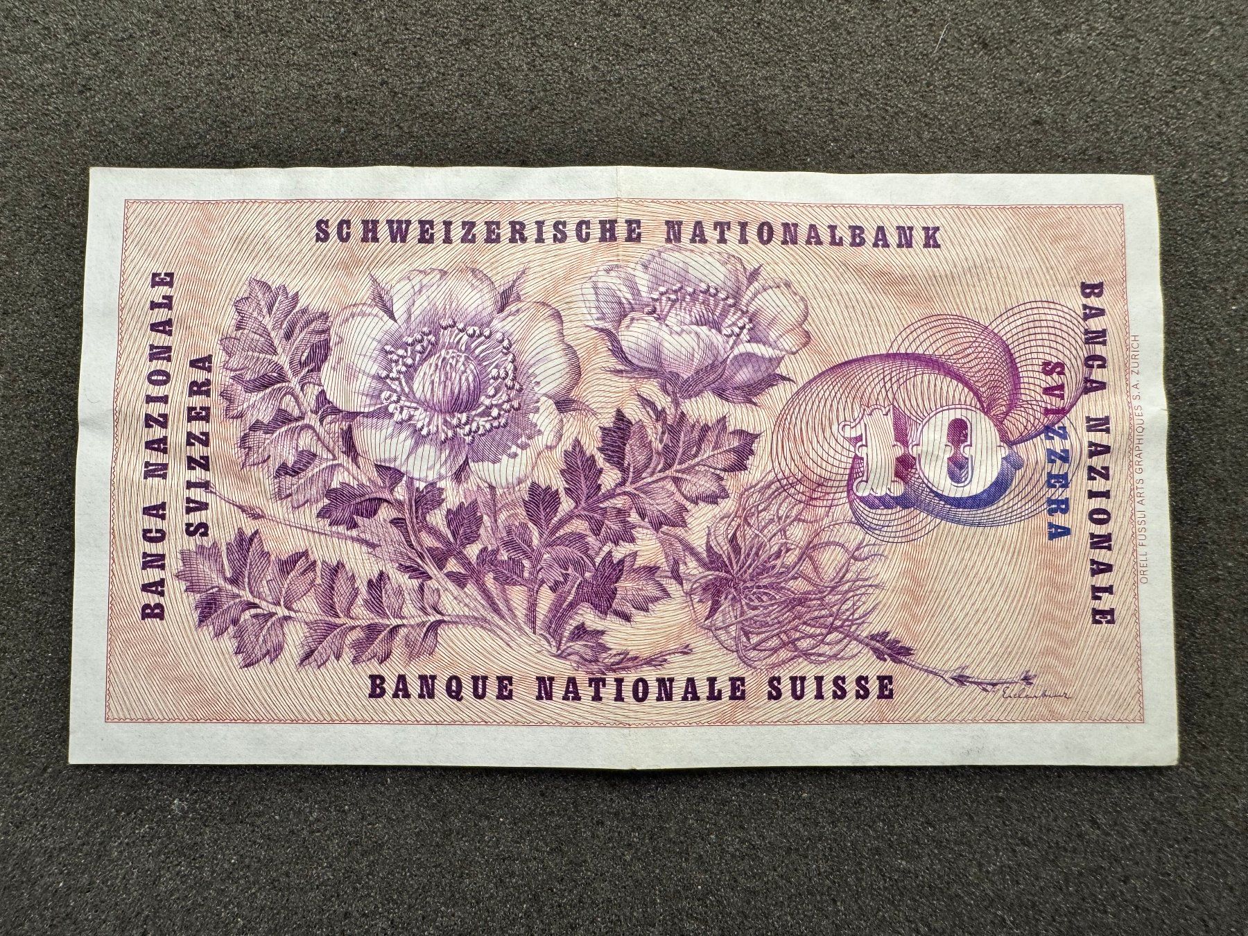 Banknoten: 10 Franken Banknote Keller 1955 - 096 – Gebraucht aus Reitnau von tb-muenzen 1