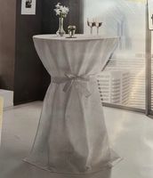 Stehtisch(e) rund, grau, für Sommer-Apéros, mit Überzug