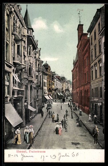 Cartoline postali: AK Basel, Freiestrasse mit Damen-Salon – Usato da Berlin venduto da bartko-reher
