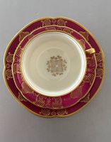 Bavaria Porzellan Teetasse mit Unterteller, bordeauxgold