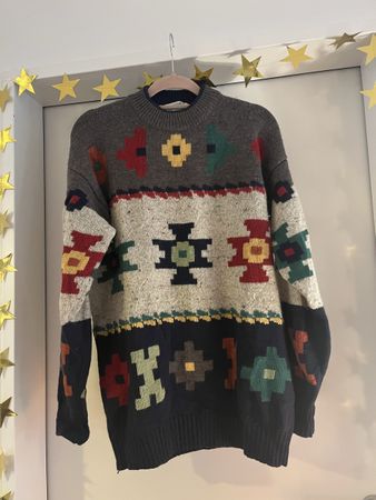 Strickpullover Tessilore Muster Schurwolle Alpaka vintage