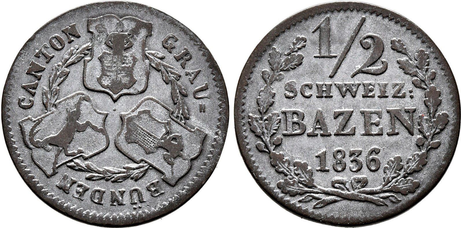 Tutti le monete: Graubünden: 1/2 Batzen 1836 +++ TOP +++ – Usato da Pfungen venduto da Aguti77
