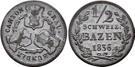 Graubünden: 1/2 Batzen 1836 +++ TOP +++
