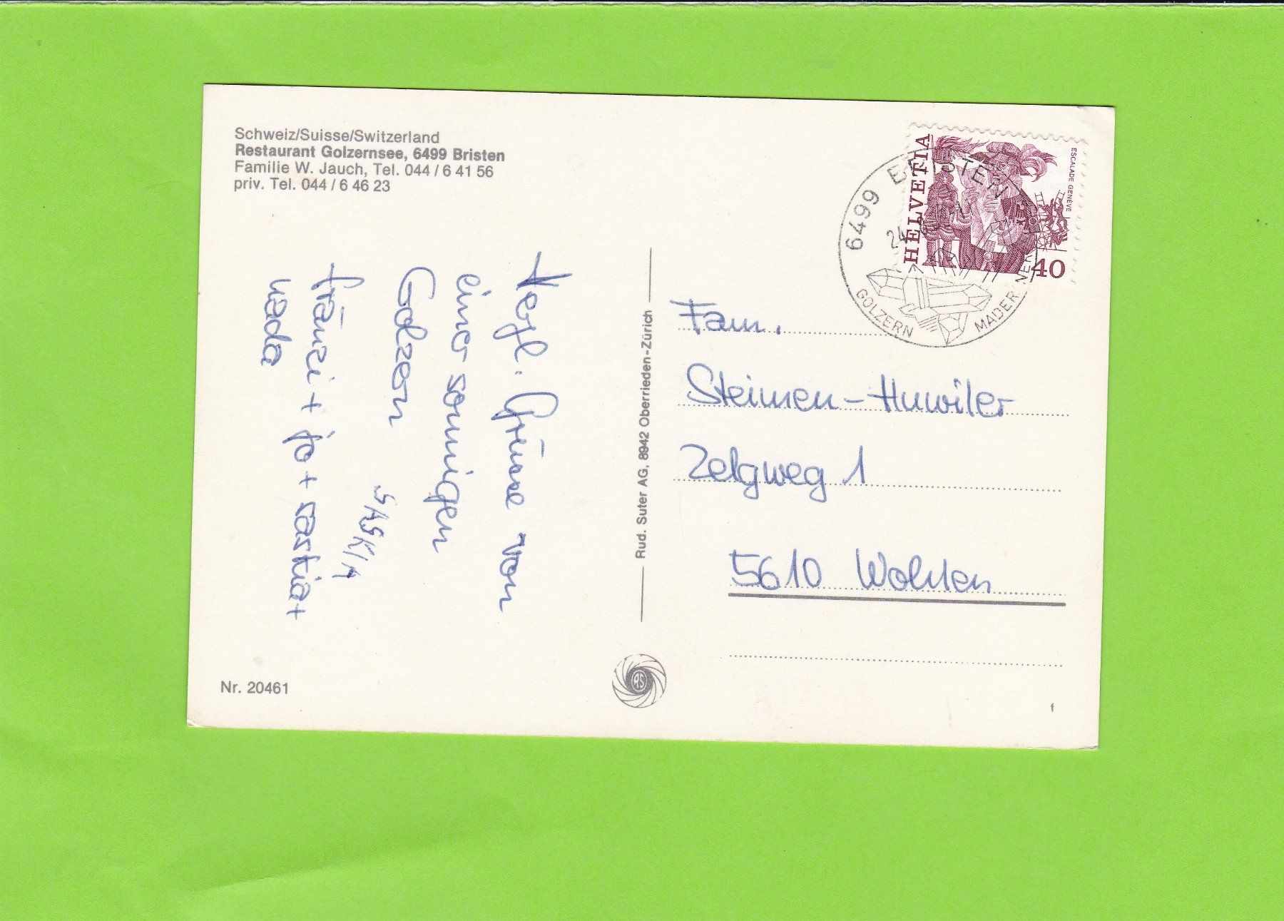 Cartoline postali: Golzernalp-Luftseilbahn – Usato da St. Peterzell venduto da neckertal 1