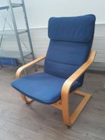 IKEA Sessel Pöang mit blauem Stoffbezug