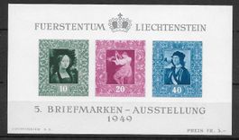 1949: Liechtenstein 5e Briefmarkenausstellung-Block W23 **