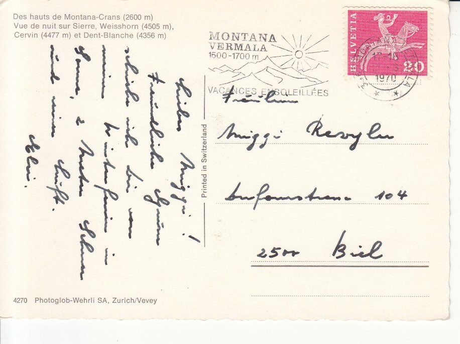 Cartoline postali: Montana 1970 – Usato da Bürglen TG venduto da StampGraf 1