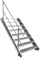 Stahltreppe 8 Stufen B80cm + Geländer