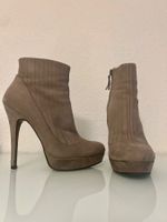 Leder Stiefeletten Taupe 36 Grau Beige Nubuk Zara Stiletto