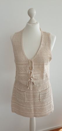Strickset Weste und Rock Grösse 34 beige