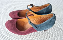 CHIE MIHARA PUMPS LEDER SCHUHE 39 SPAIN TÜRKIS WEINROT TOP