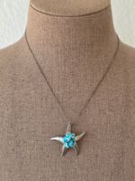 Designer Silber Halskette mit Türkis – Seestern Anhänger – I