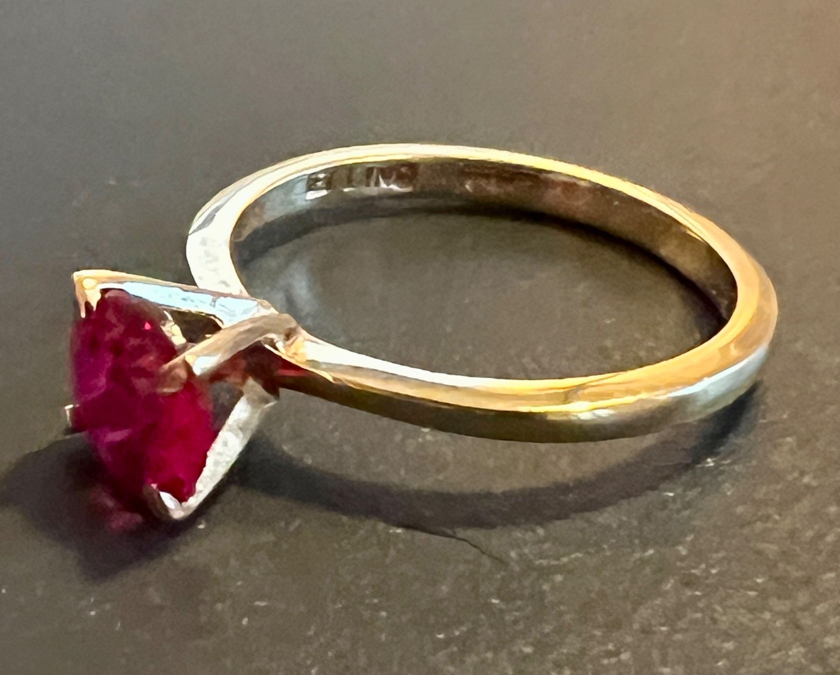 Anelli: Gold-Ring 14K mit synth. Rubin – Usato da Chur venduto da Penting1935 5
