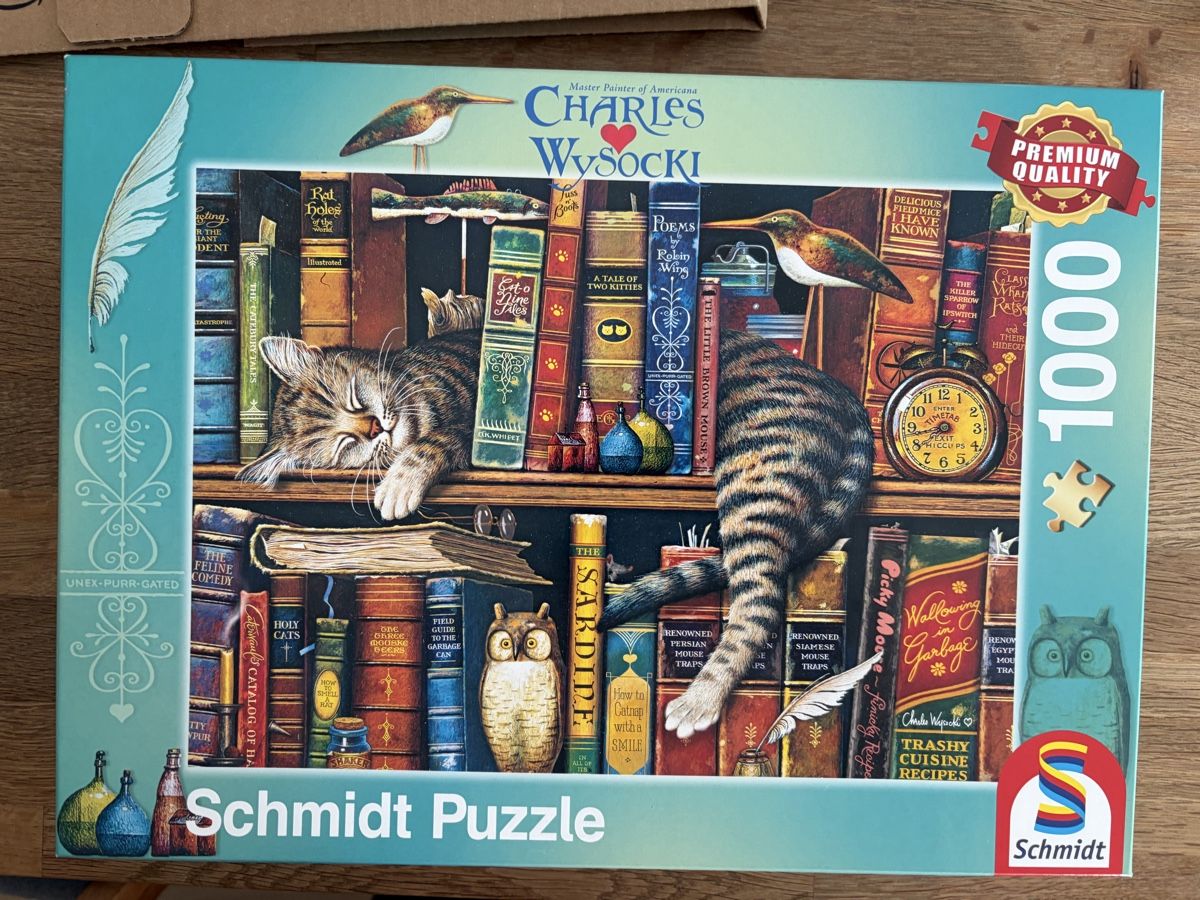 Puzzle: Schmidt Puzzle: Katzen-Bibliothek, 1000 Teile – Usato da Burgdorf venduto da Schindi01
