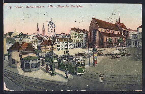 Ansichtskarten: Basel, Barfüsserplatz mit Strassenbahne – Gebraucht aus Berlin von bartko-reher