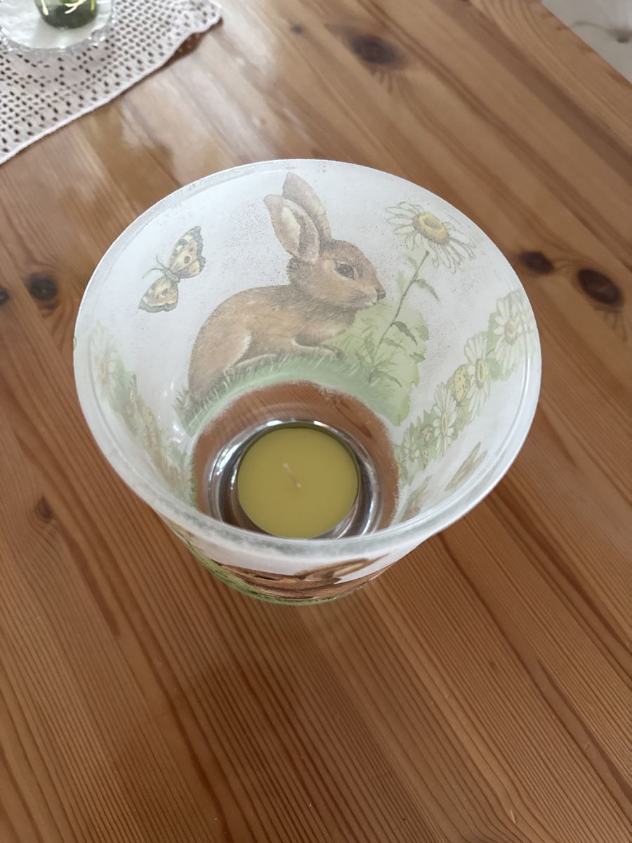 Tutte le decorazioni: Osterdeko, Windlicht  Glas Serviettentechnik – Nuovo (secondo la descrizione) da Wohlen AG venduto da NincoA-Z 1