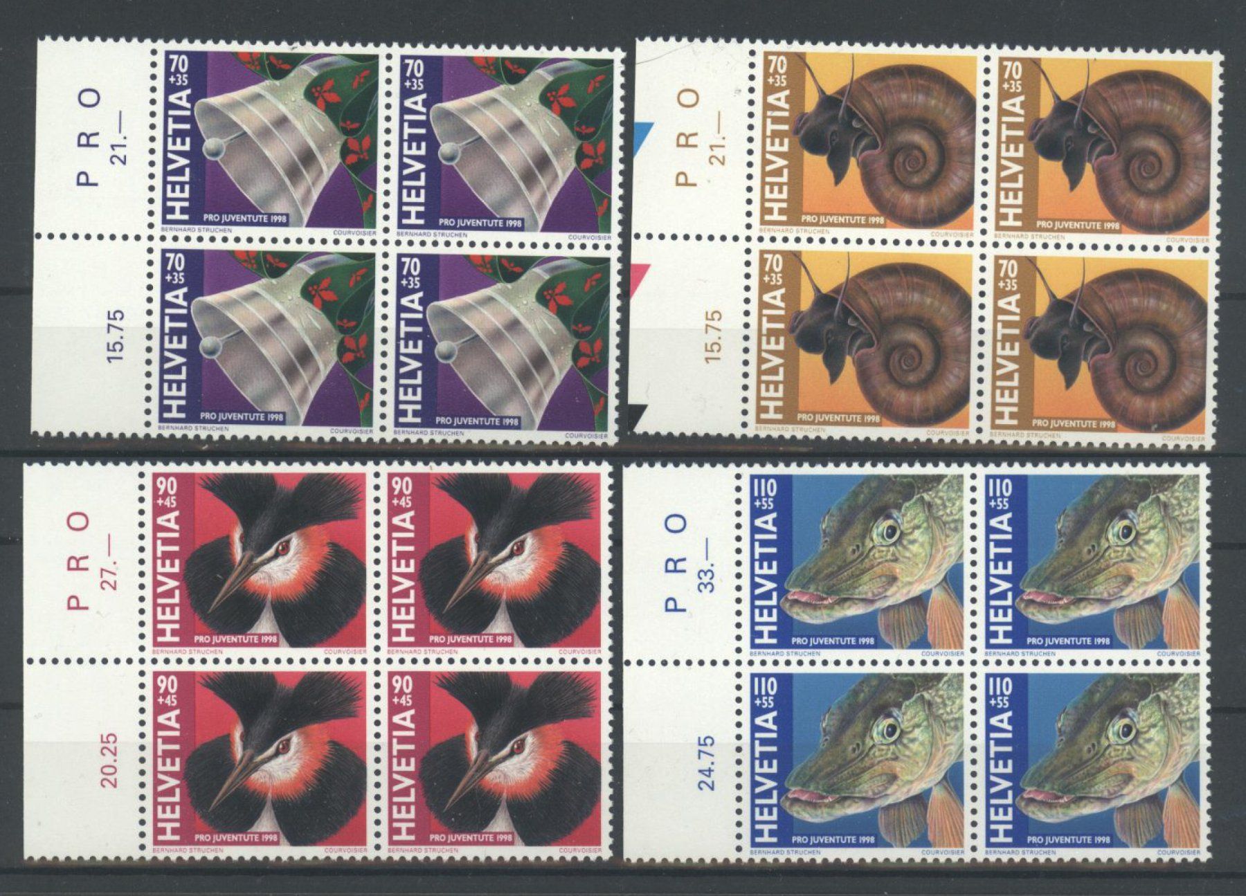 Tous les timbres: 1998, Pro Juventute, Viererblöcke ** – D'occasion à Willisau par Vollstempel