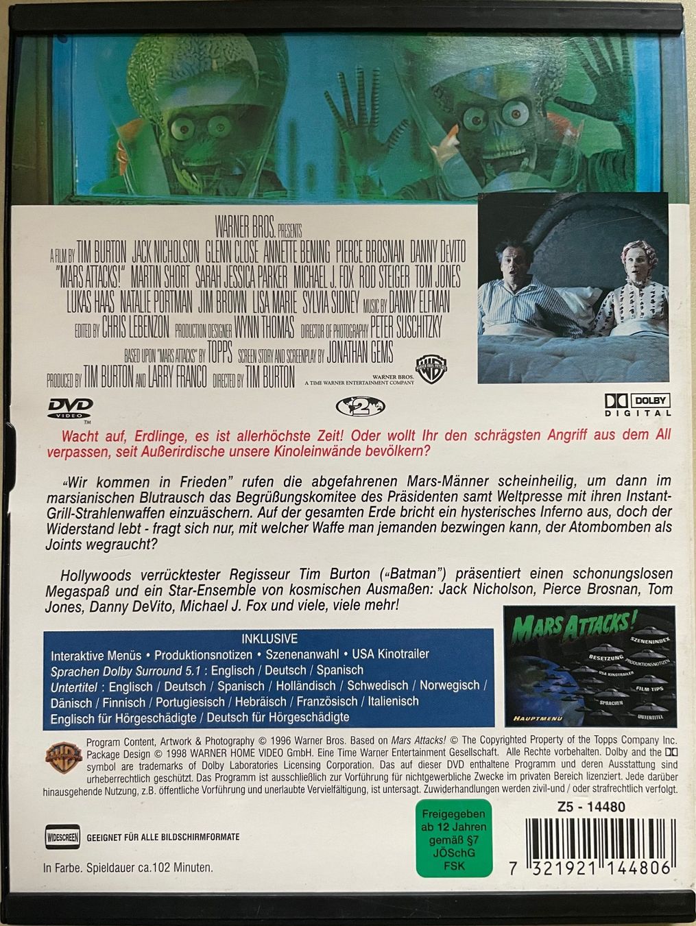Tutti i DVDs: Mars Attacks! (von Tim Burton, mit Jack Nicholson) – Usato da Brunnen venduto da Barfly5 1