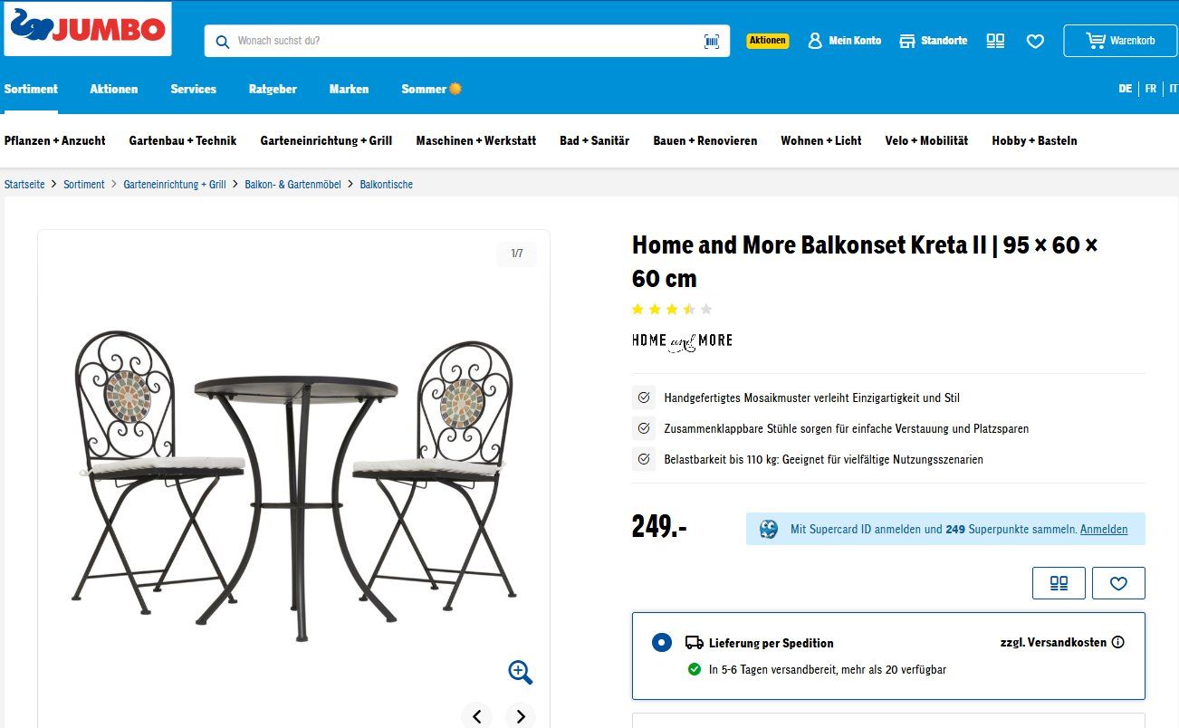 Set di tavolo e panche: Mosaik Gartentisch Bistroset mit 2 Stühlen – Usato da Thalwil venduto da vernasm 4