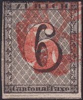 1843: ZÜRICH 6, Nr.2S (Type 16 des Bogens) 2500.- +Atteste