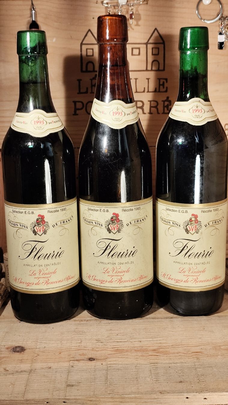 Vino: 3 x 1993 Fleurie – Nuovo e nell'imballaggio originale da Büsserach venduto da Vintage-vins 2