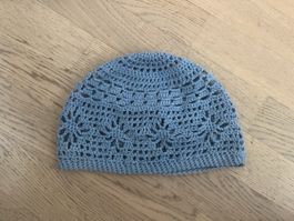 Light Blue Crochet Cotton Hat, Spring Summer Style!