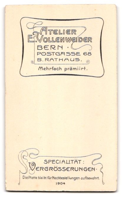 Fotografie & Manifesti: Fotografie E. Vollenweider, Bern, Postga – Usato da Berlin venduto da bartko-reher 1