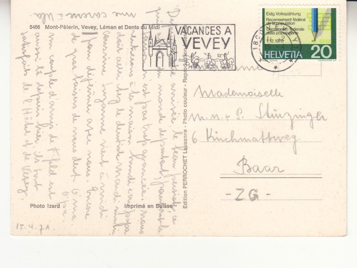 Ansichtskarten: Mont Pèlerin 1971 – Gebraucht aus Bürglen TG von StampGraf 1