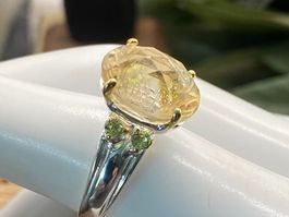 Silber Ring mit schönem Citrin, Gr.54.5