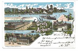 Gruss aus Arbon (TG) Stickerei-Fabrik Hôtel Baer Litho 1900