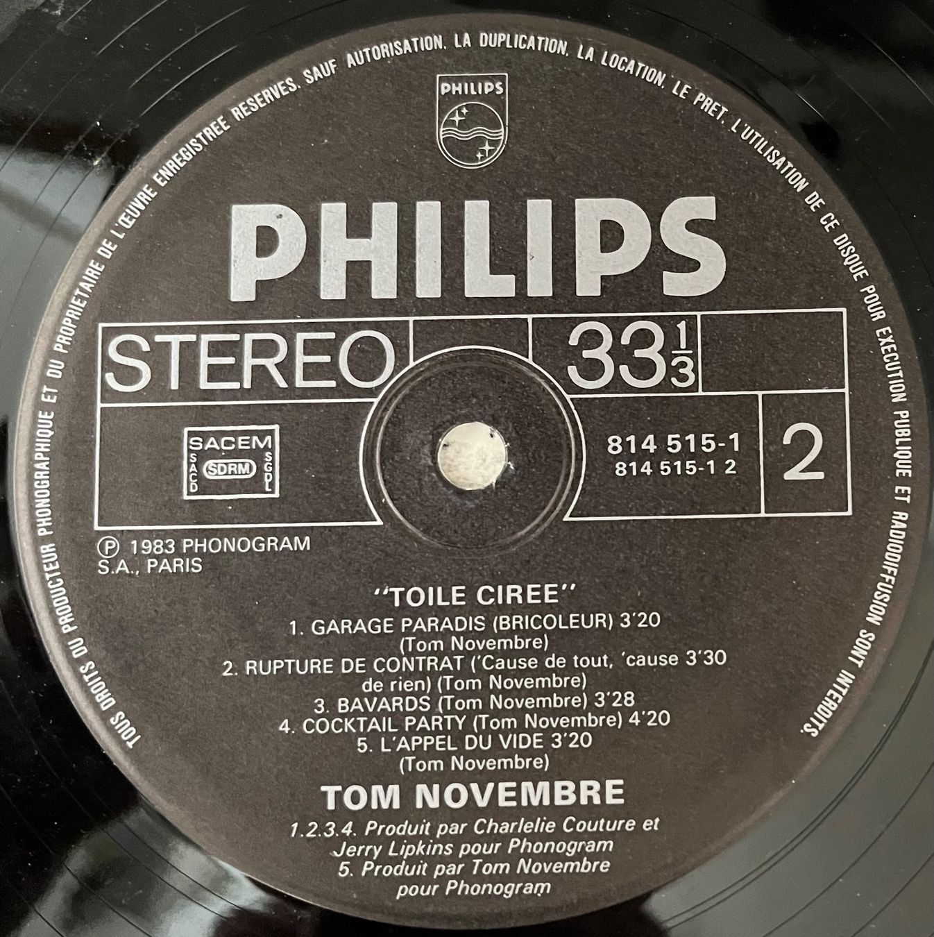 Dischi in vinile: TOM NOVEMBRE - TOILE CIRÉE – Usato da Bussigny venduto da vinyl-pas-cher 3